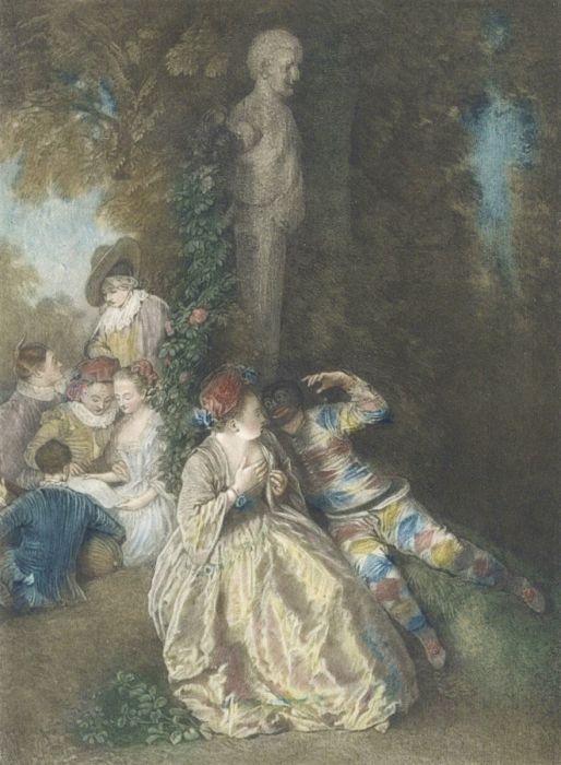 Fred Millar after Antoine Watteau - Early 20th Century Mezzotint, Columbine