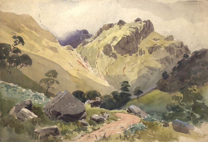 C.A. Hannaford RBA - Early 20th Century Watercolour, Path in Mountain Landscape