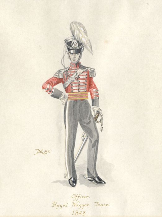 1828 Watercolour - Officer, Royal Waggon Train