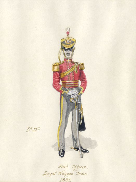 1831 Watercolour - Field Officer, Royal Waggon Train