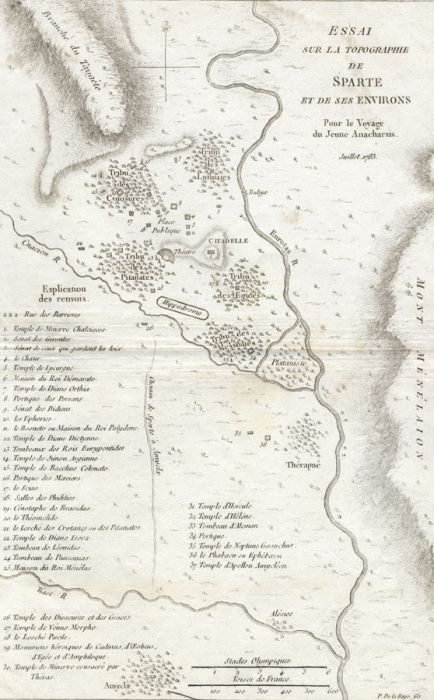 After Barbie du Bocage - 1783 Etching, Essai Sur La Topographie de Sparte