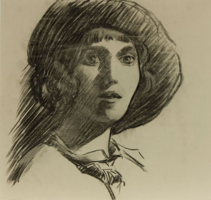Henry P. Stevens - Early 20th Century Charcoal Drawing, Portrait of a Lady