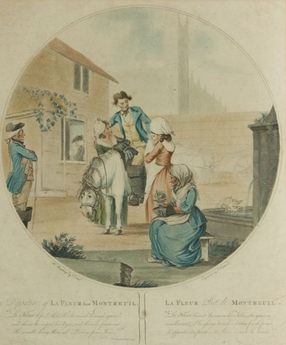 J. Watson after H. Bunbury-  Engraving, The Departure of La Fleur from Montreuil