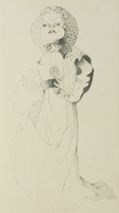 Ann Ross (b.1945) - Contemporary Graphite Drawing, Ugly Sister Number 2