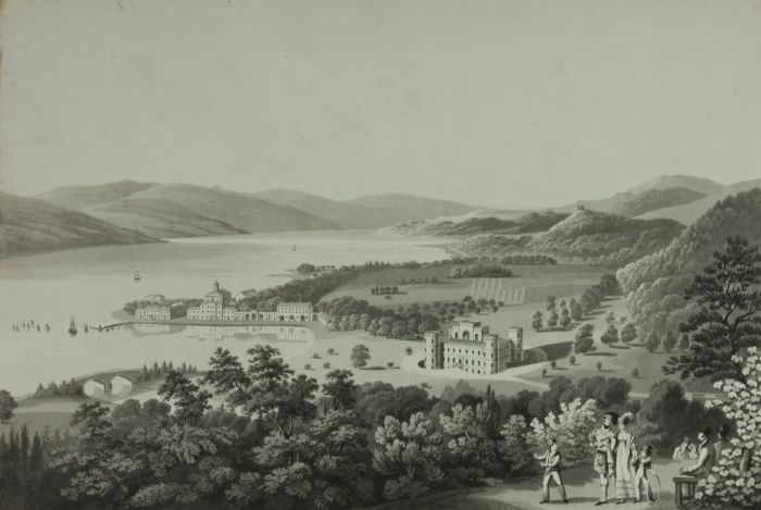 After I. Clark - 1824 Aquatint, The Town of Inverary