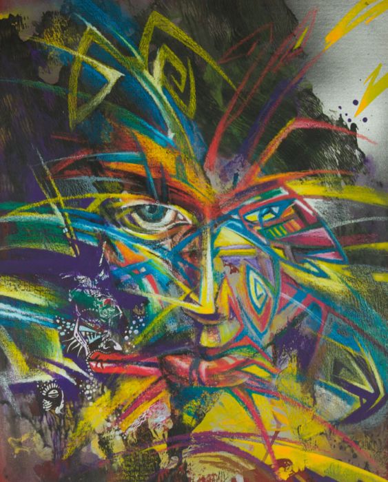 Arturas Aranauskas - Signed Mid 20th Century Mixed Media, Abstract Face