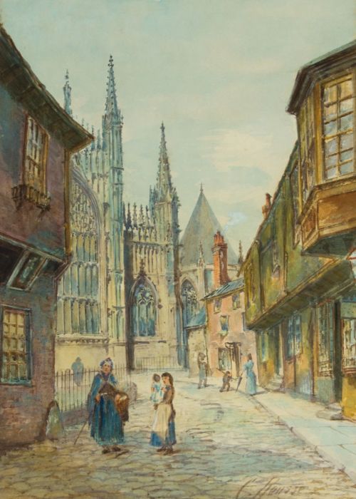 Charles Rousse (1871-1892) - Signed Watercolour, York Minster and College Street