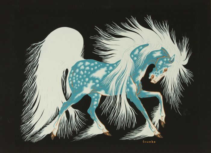 Woody Wilson Crumbo - Signed Mid 20th Century Silkscreen, Dancing Horse