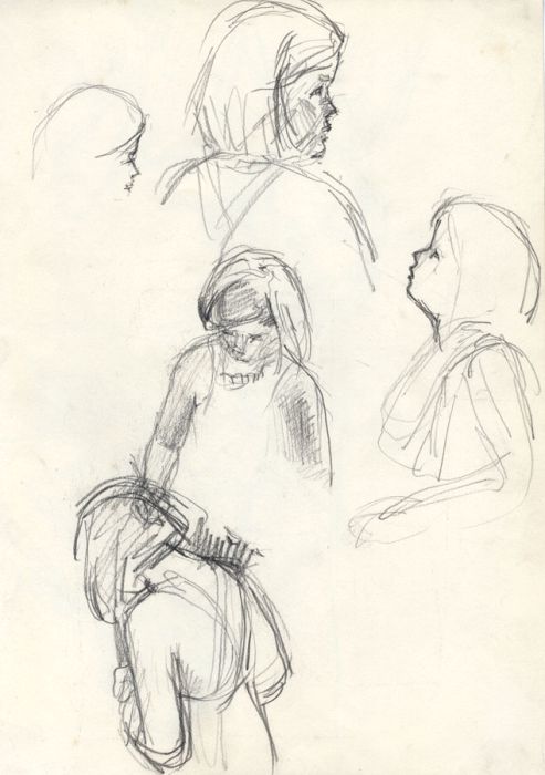 Maurice Feild (1905-1988) - 1970s Graphite Drawing, Studies of a Young Girl