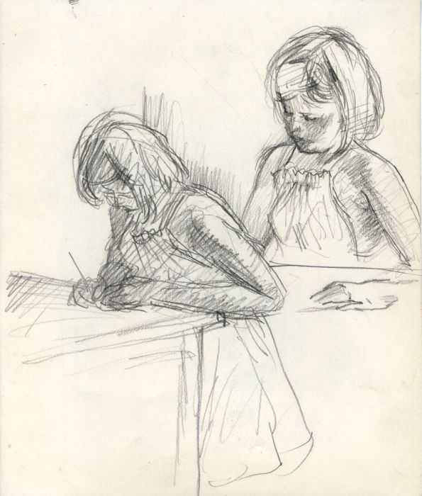 Maurice Feild (1905-1988) - 1970s Graphite Drawing, Studies of a Young Girl 