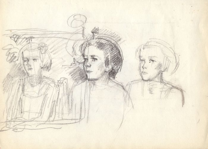 Maurice Feild (1905-1988) - 1970s Graphite Drawing, Portrait of Ladies