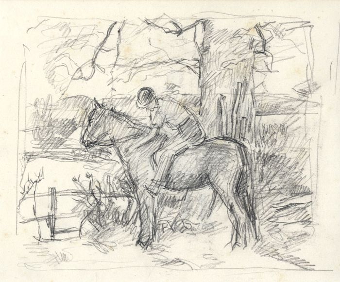 Maurice Feild (1905-1988) - 1970s Graphite Drawing, Boy and Horse in a Landscape