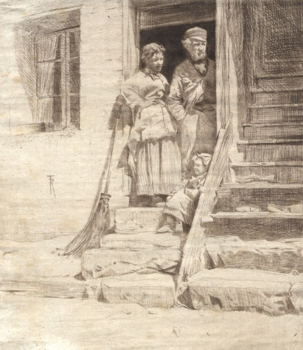 Richard Gibbs Henry Toovey R.E (1861-1927) - Etching, Fisherfolk Family