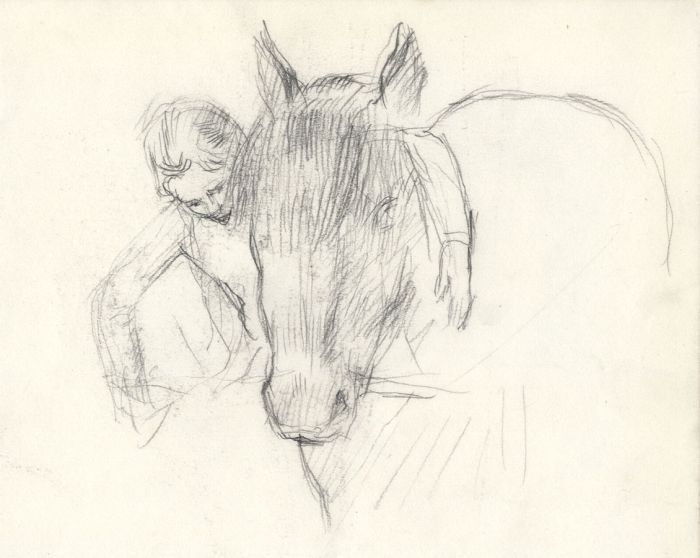 Maurice Feild (1905-1988) - 1970s Graphite Drawing, Lady with a Horse