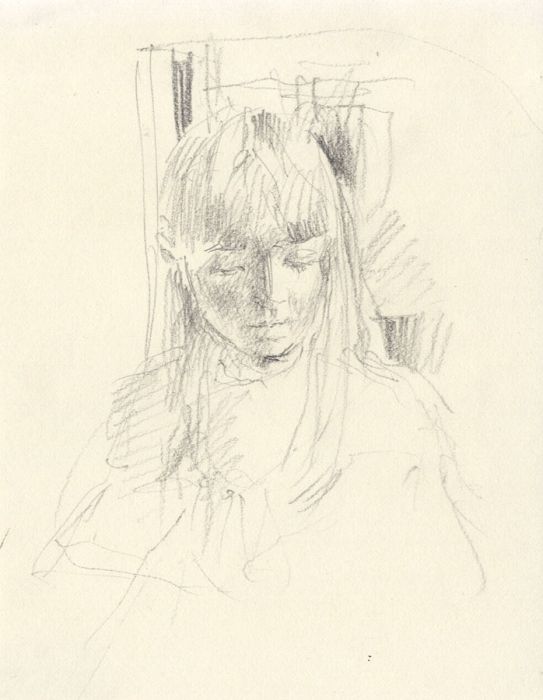 Maurice Feild (1905-1988) - 1970s Graphite Drawing, Portrait of a Girl