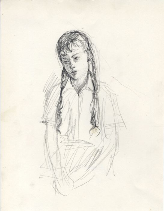 Maurice Feild (1905-1988) - 1970s Graphite Drawing, Portrait of a Young Woman