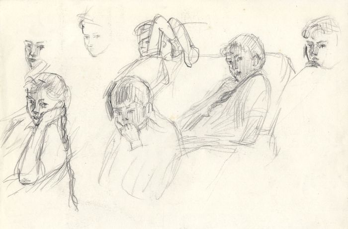 Maurice Feild (1905-1988) - 1970s Graphite Drawing, Studies of a Young Girl