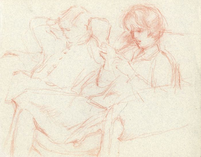 Maurice Feild (1905-1988) - 1970s Graphite Drawing, Man and Woman on a Sofa