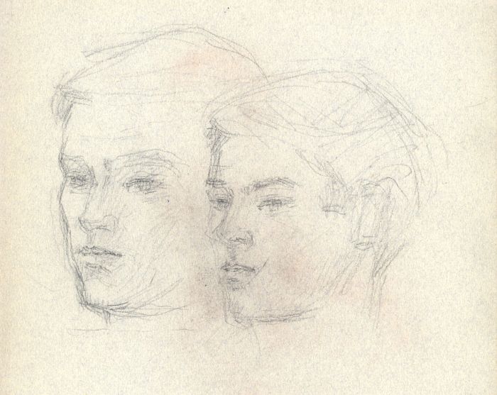 Maurice Feild (1905-1988) - 1970s Graphite Drawing, Head Studies of a Man