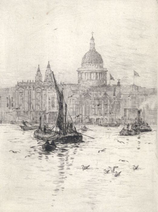 Rowland Langmaid (1897-1956) - Etching, View of St Paul's Cathedral
