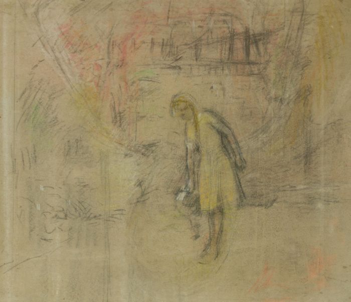 Maurice Feild (1905-1988) - Mid 20th Century Pastel, Woman in a Garden