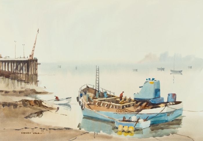 Sydney Vale FRSA - Signed Mid 20th Century Watercolour, Boats at Wallasea Island