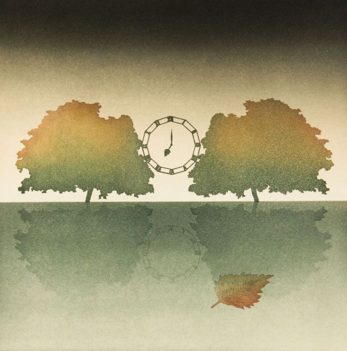 Jean Solombre (1948-2005) - 1979 Etching, Clock and Trees