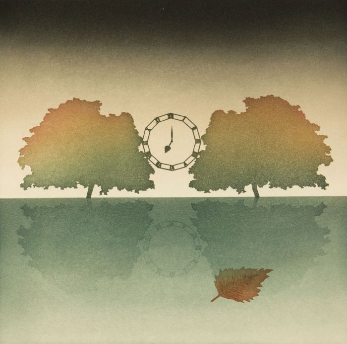 Jean Solombre (1948-2005) - 1979 Etching, Clock and Trees