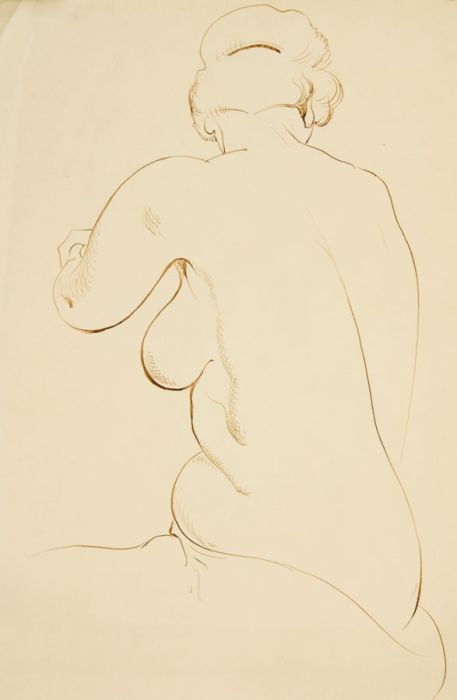 Georg Mayer-Marton - Mid 20th Century India Ink, Seated Female Nude