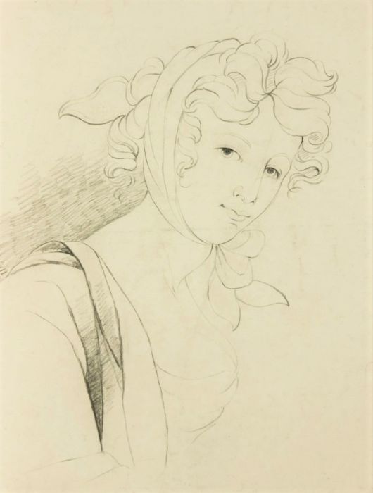 Classical Late 19th Century Graphite Drawing - Portrait of a Young Woman