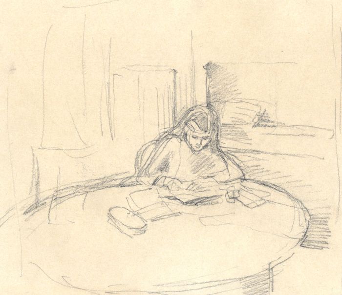 Maurice Feild (1905-1988) - Exhibited  Mid 20th Century Graphite Drawing, Girl