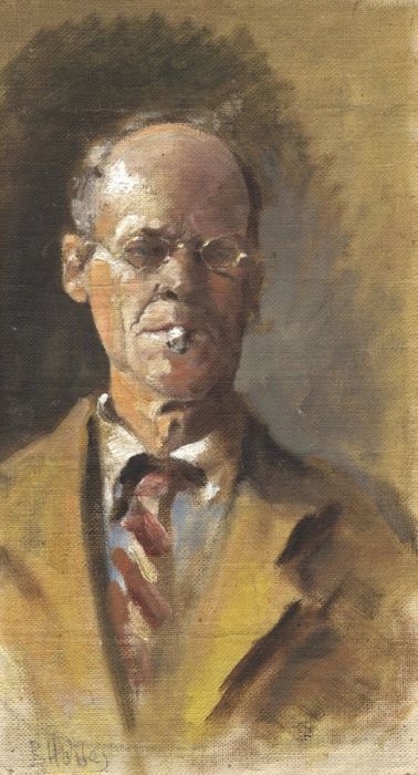 Bernard H. Wiles (1883-1966) - Signed Oil, Portrait of a Man Smoking