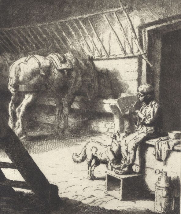 Joseph Benwell Clark (1857-1938)- Late 19th Century Etched Plate, The Stable Lad