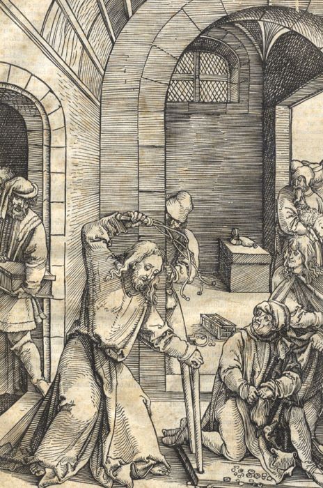 Hans Schäufelein (1480-1540) - 1507 Woodcut, Christ Purifying the Temple