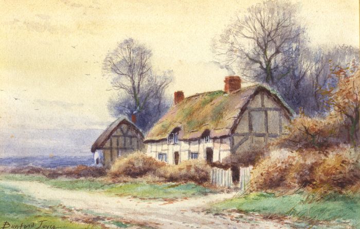 Burford Joyce - Signed 19th Century Watercolour, Thatched Cottages