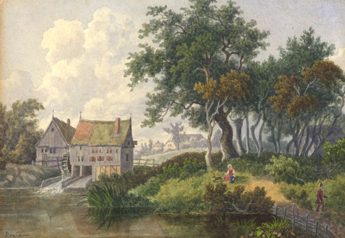 After P. Le Cave - 19th Century Watercolour, Mill Scene with Figures