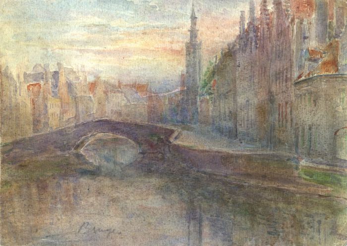 E. O'Hara - Mid 20th Century Watercolour, Bruges Cityscape