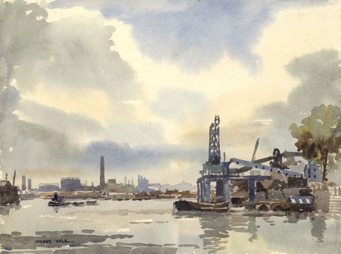 Sydney Vale FRSA - Mid 20th Century Watercolour, Dockland Scene