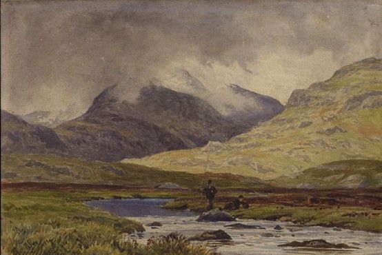 Robert Dobson  - Signed Late 19th Century Watercolour, Fishing in the Highlands