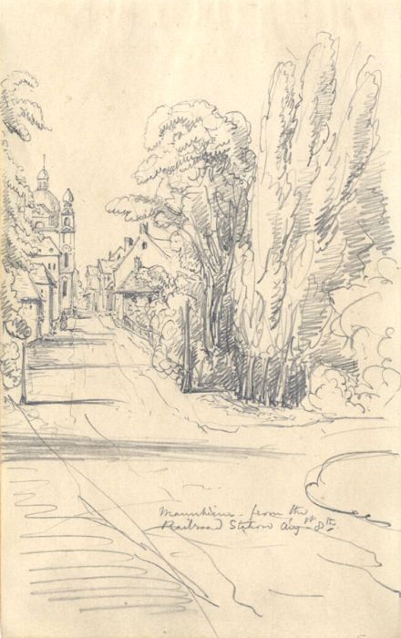English School Mid 19th Century Graphite Drawing - Street Scene