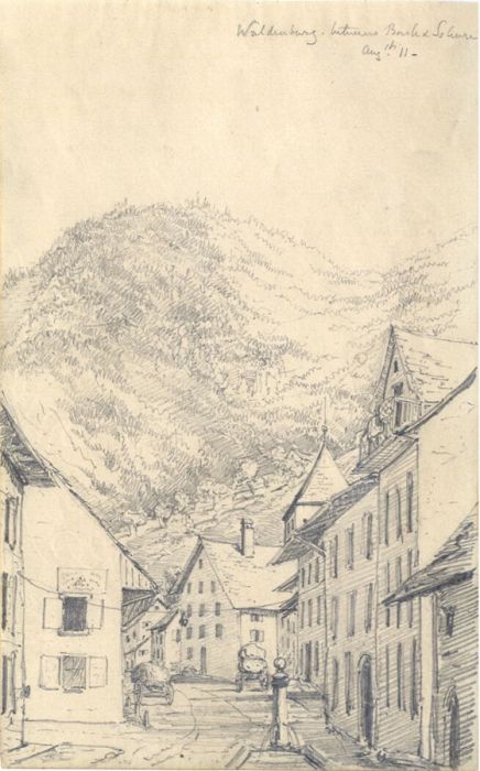English School Mid 19th Century Graphite Drawing - Waldenburg Street Scene