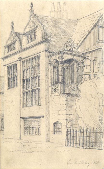 English School 1849 Graphite Drawing - Study of an Abbey