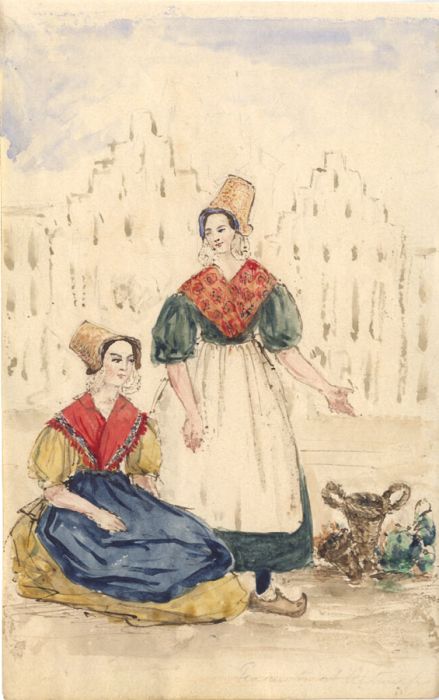 English School Mid 19th Century Watercolour - Two Women