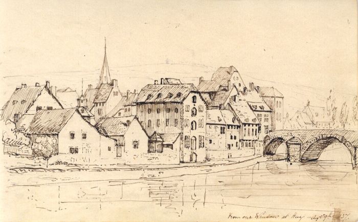 English School Mid 19th Century Pen and Ink Drawing- View from our Window at Hay