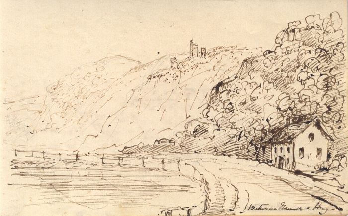 English School Mid 19th Century Pen and Ink Drawing - Landscape
