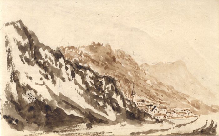 English School Mid 19th Century Watercolour - Sepia Landscape