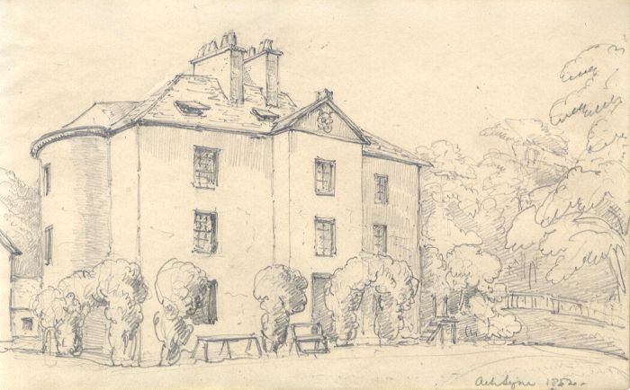 English School 1852 Graphite Drawing - Grand House