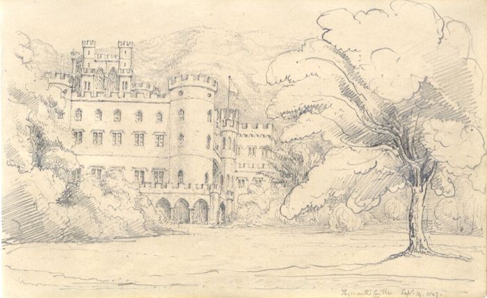 English School 1847 Graphite Drawing - Taymouth Castle