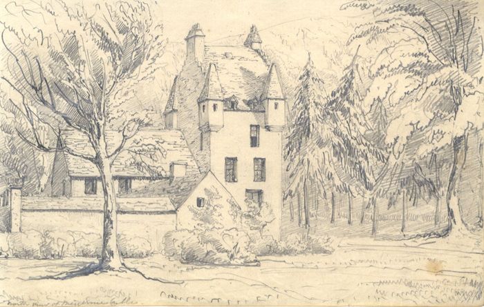 English School Mid 19th Century Graphite Drawing - House in an Alpine Landscape