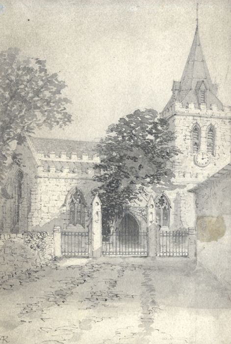 Arthur Rack - Monochrome English School 19th Century Watercolour, Church